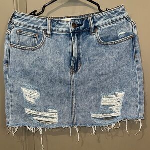 PacSun Light Blue Distressed Denim Mini Skirt